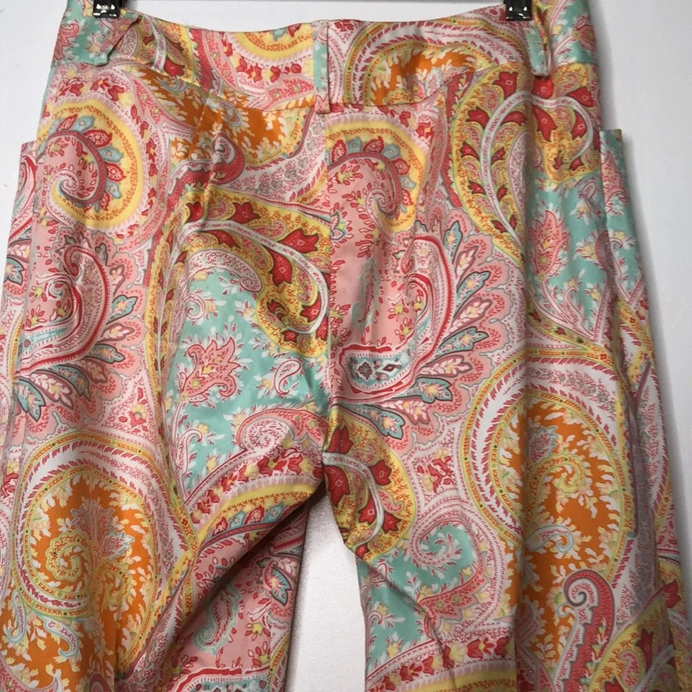 J. MCLaughlin casual paisley mid rise flare leg pants. Size 4 - Picture 6 of 14